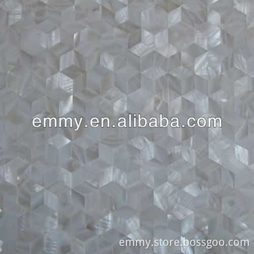 Pure white freshwater shell mosaic tile rhombus diamond pattern
